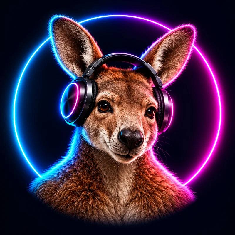 Abgefahren aber Okay – Känguru mit DJ-Kopfhörern