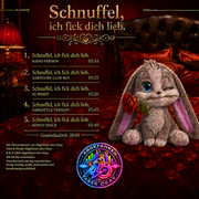 Schnuffel – Ich fick dich lieb – CD-Rückseite mit Titelliste und Känguru-Logo von Abgefahren aber Okay