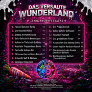 Das versaute Wunderland – CD-Rückseite mit Titelliste und Känguru-Logo von Abgefahren aber Okay
